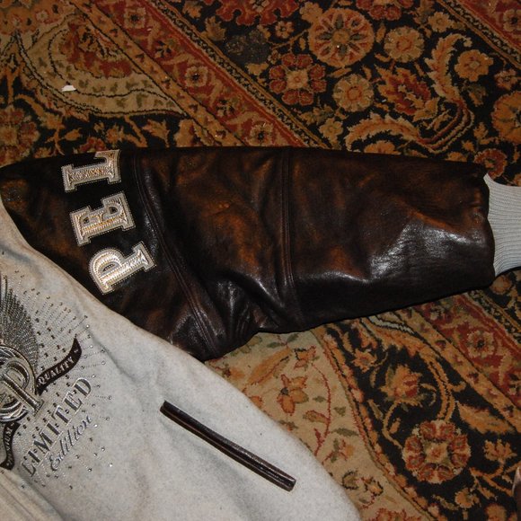 Pelle Pelle Legendary Limited Edition Gray Wool & Brown Leather Jacket men's 2XL - Picture 7 of 16